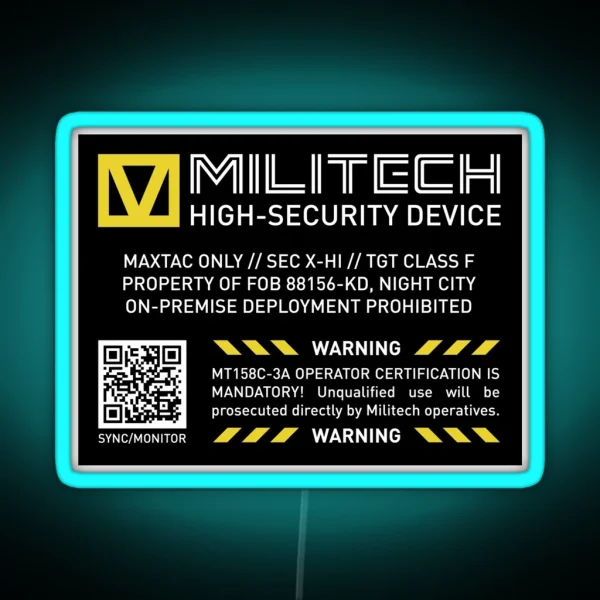 Militech High Security Device RGB Neon Sign