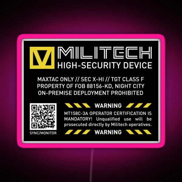 Militech High Security Device RGB Neon Sign