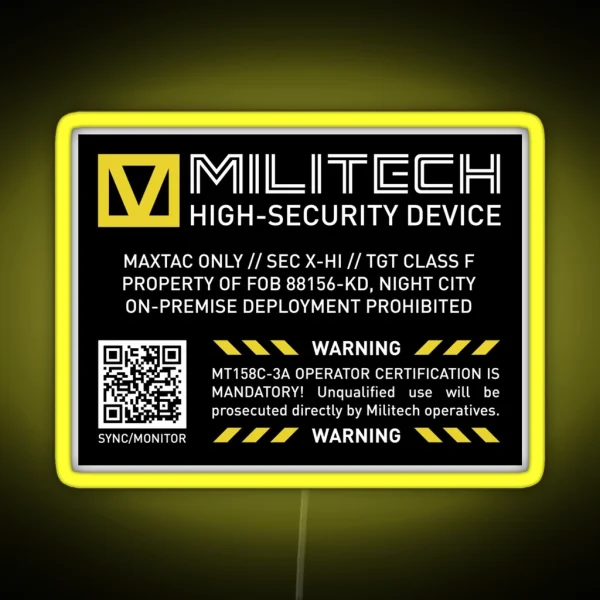 Militech High Security Device RGB Neon Sign