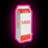 Vibrant Neon Sign Glowing with Color Changing Milk Carton Design