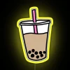 Vibrant Neon Milk Tea with Boba Sign for Cafe Decor