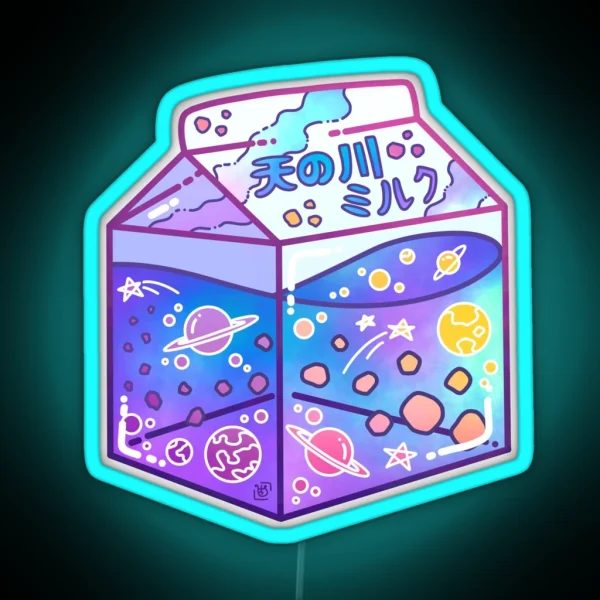Milky Way Milk Carton RGB Neon Sign