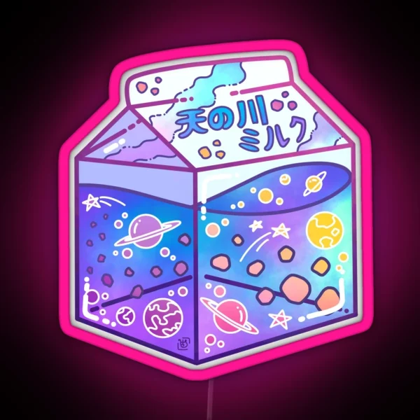 Milky Way Milk Carton RGB Neon Sign