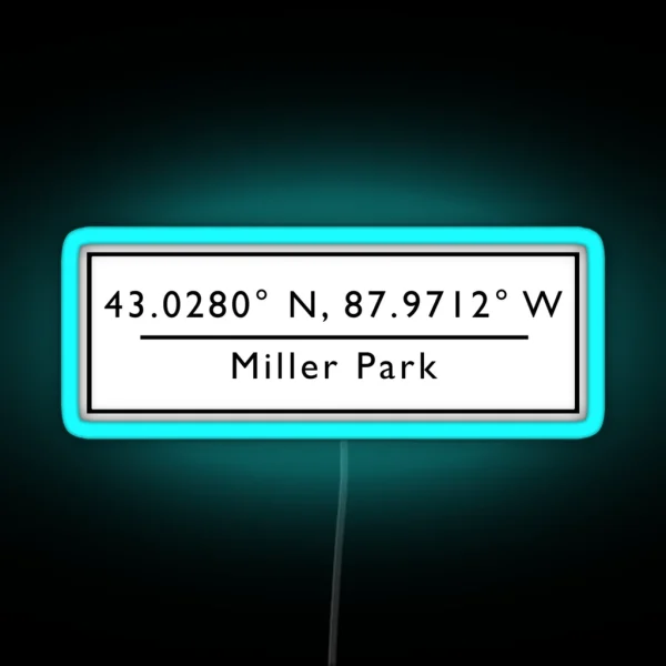 Miller Park Coordinates RGB Neon Sign