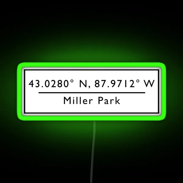 Miller Park Coordinates RGB Neon Sign