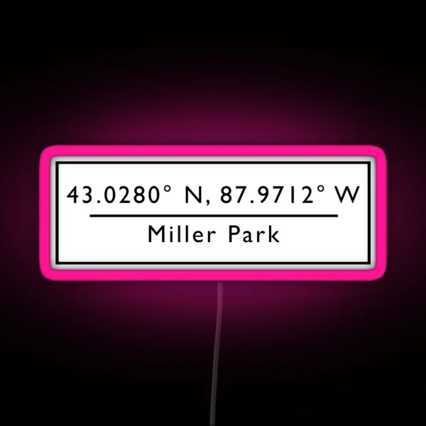 Miller Park Coordinates RGB Neon Sign