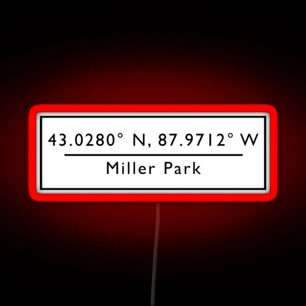 Miller Park Coordinates RGB Neon Sign