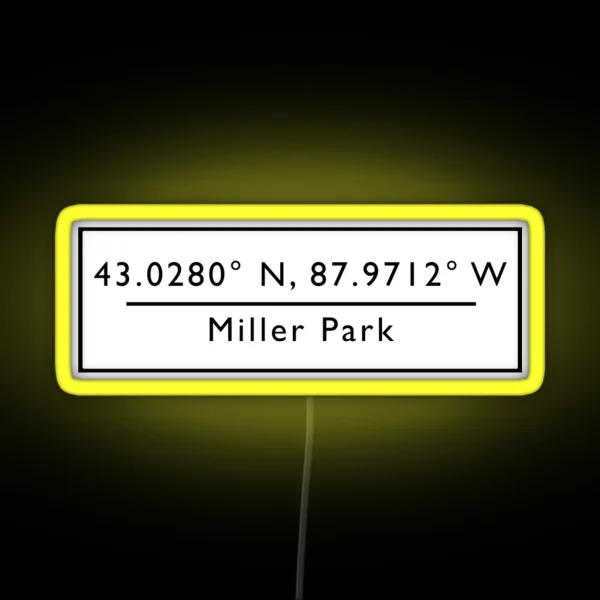 Miller Park Coordinates RGB Neon Sign