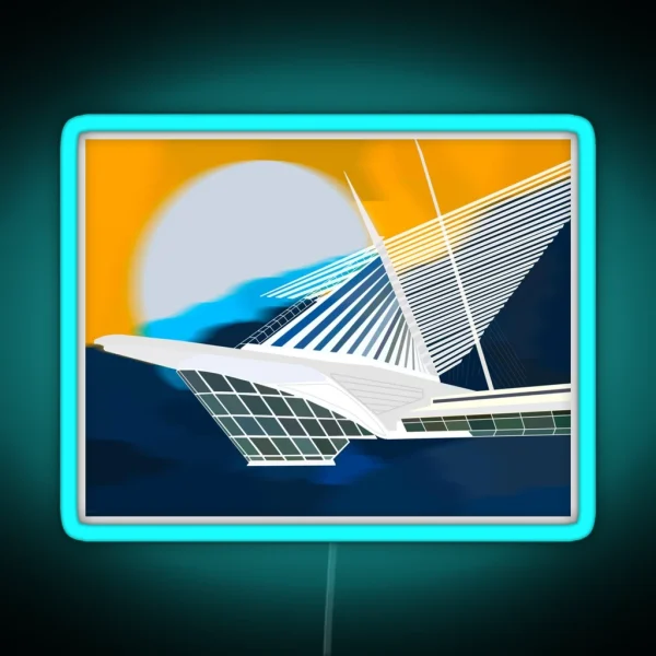 Milwaukee Art Museum Lakefront Digital Painting RGB Neon Sign