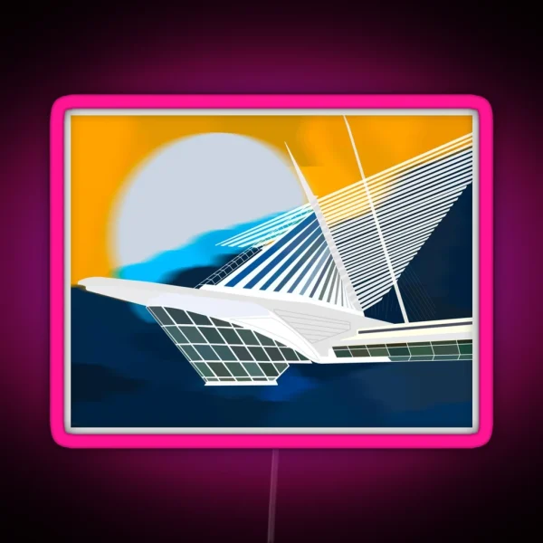 Milwaukee Art Museum Lakefront Digital Painting RGB Neon Sign