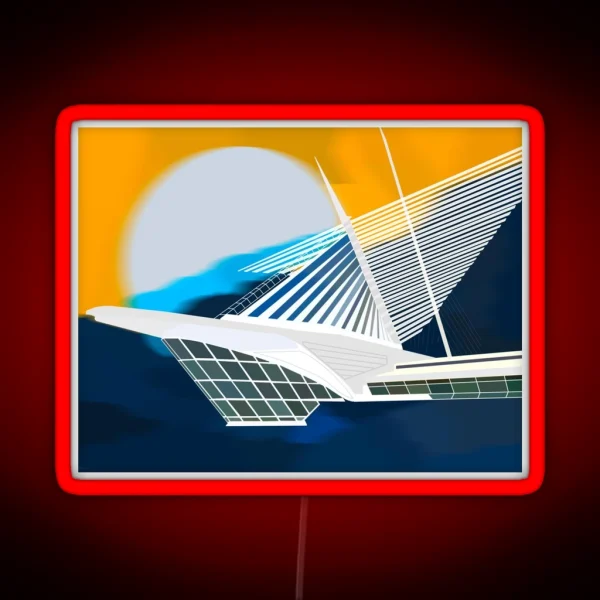 Milwaukee Art Museum Lakefront Digital Painting RGB Neon Sign