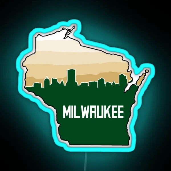 Milwaukee Basketball Bucks Wisconsin Cream RGB Neon Sign