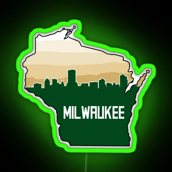 Milwaukee Basketball Bucks Wisconsin Cream RGB Neon Sign