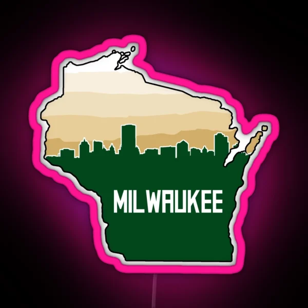Milwaukee Basketball Bucks Wisconsin Cream RGB Neon Sign