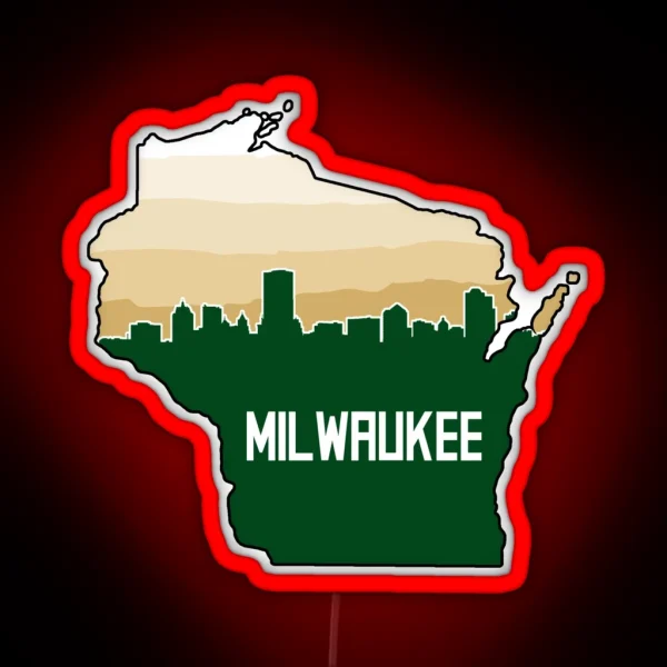 Milwaukee Basketball Bucks Wisconsin Cream RGB Neon Sign