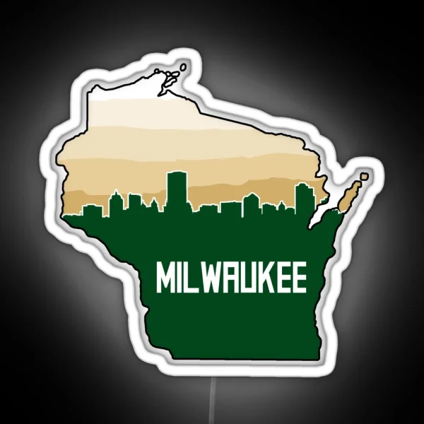 Milwaukee Basketball Bucks Wisconsin Cream RGB Neon Sign