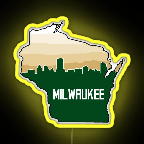 Milwaukee Basketball Bucks Wisconsin Cream RGB Neon Sign