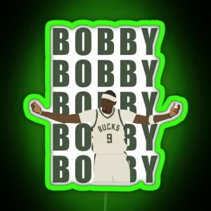 Milwaukee Bucks Bobby Portis Bobby Chant Black Background RGB Neon Sign