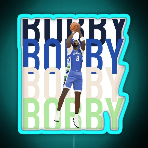 Milwaukee Bucks Bobby Portis Bobby Chant Blue RGB Neon Sign
