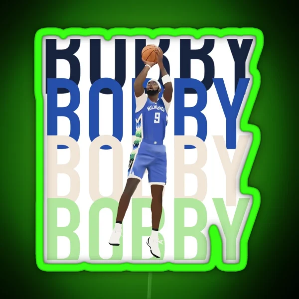 Milwaukee Bucks Bobby Portis Bobby Chant Blue RGB Neon Sign