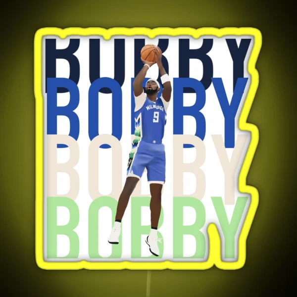 Milwaukee Bucks Bobby Portis Bobby Chant Blue RGB Neon Sign