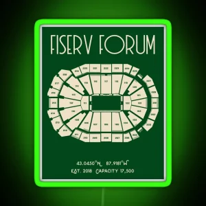 Milwaukee Bucks Fiserv Forum RGB Neon Sign