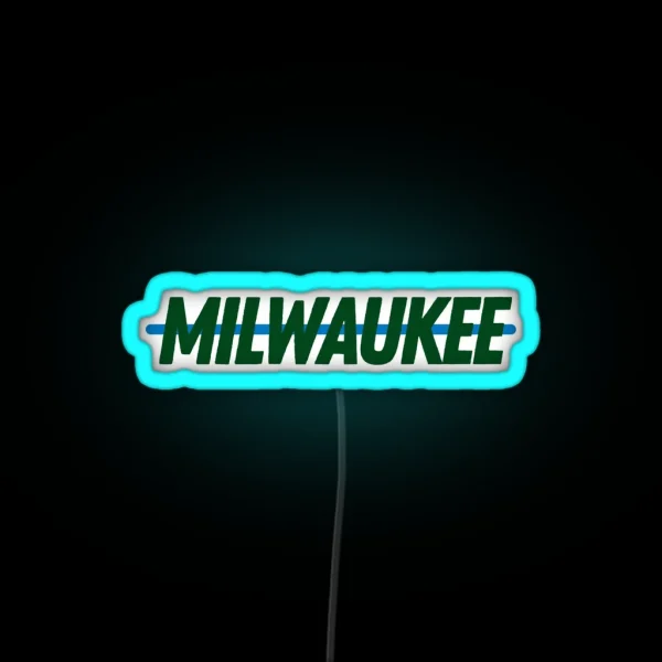 Milwaukee Bucks MKE City Tee RGB Neon Sign