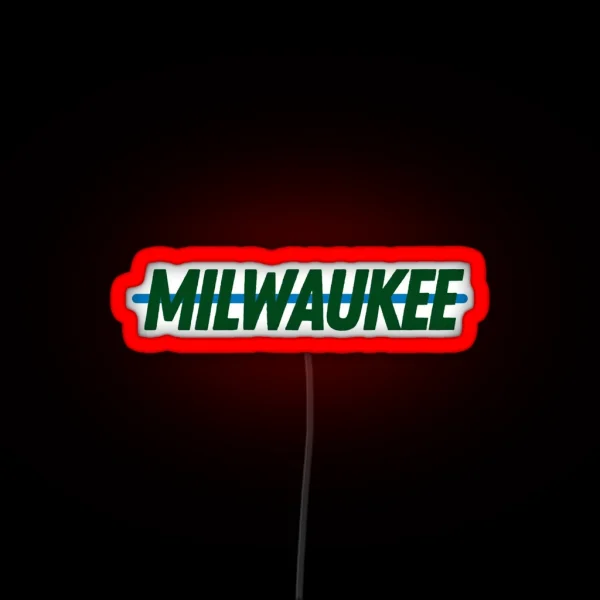 Milwaukee Bucks MKE City Tee RGB Neon Sign