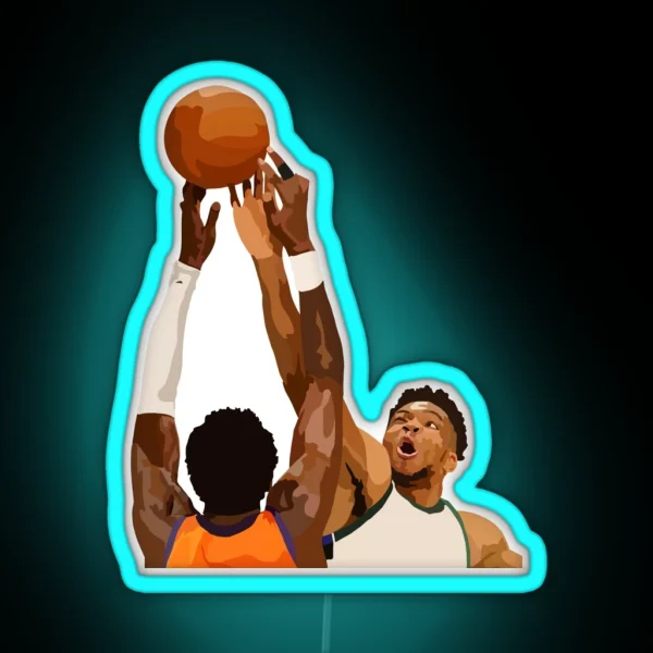 Milwaukee Bucks NBA Finals Championship Block RGB Neon Sign