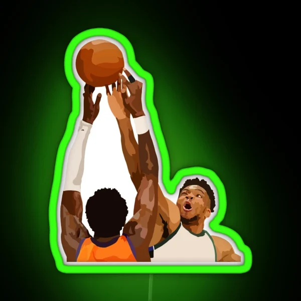 Milwaukee Bucks NBA Finals Championship Block RGB Neon Sign