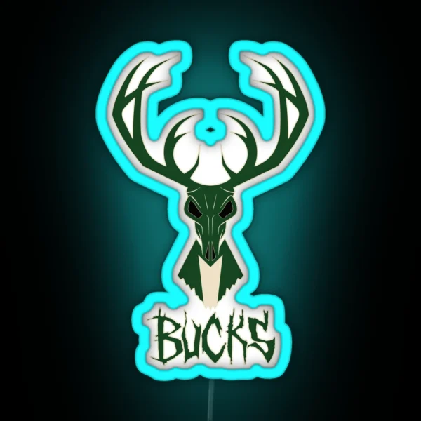 Milwaukee Bucks Skull RGB Neon Sign