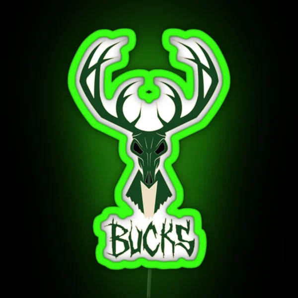 Milwaukee Bucks Skull RGB Neon Sign
