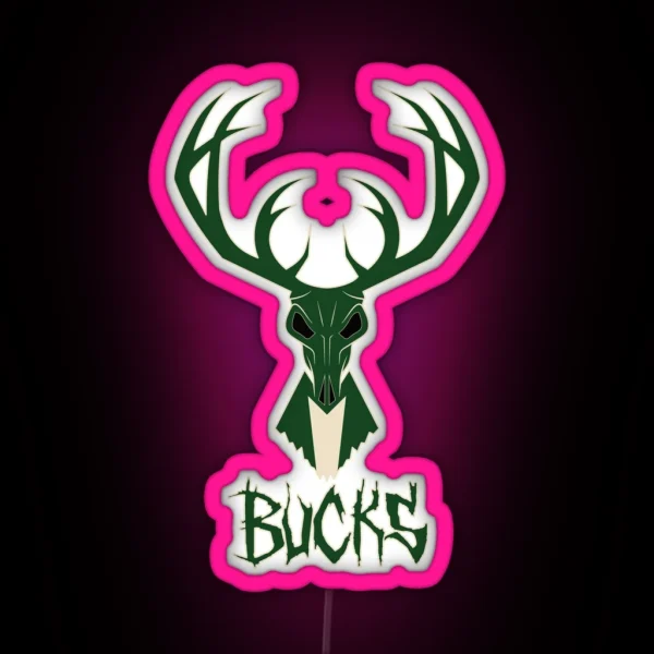 Milwaukee Bucks Skull RGB Neon Sign