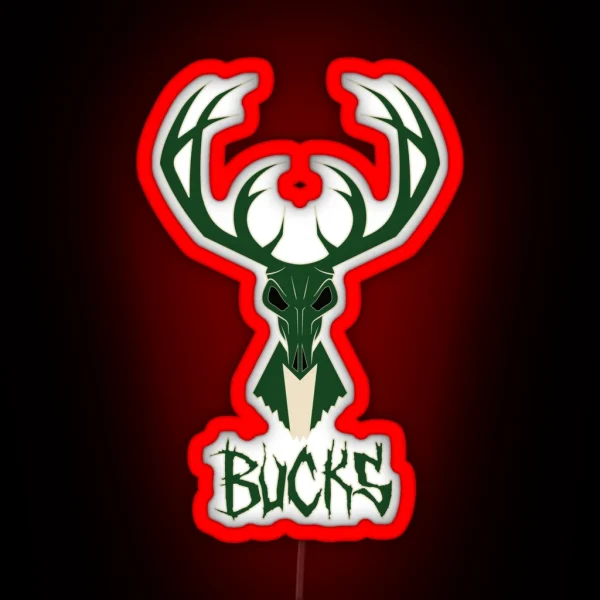 Milwaukee Bucks Skull RGB Neon Sign