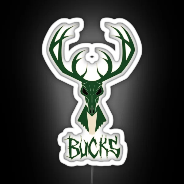Milwaukee Bucks Skull RGB Neon Sign