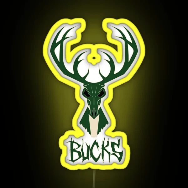 Milwaukee Bucks Skull RGB Neon Sign