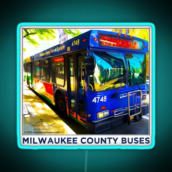 Milwaukee County Buses MCTS MKE WI RGB Neon Sign