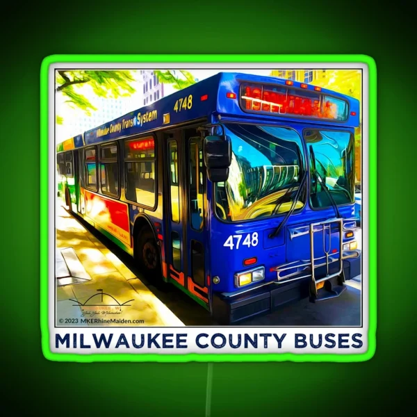 Milwaukee County Buses MCTS MKE WI RGB Neon Sign