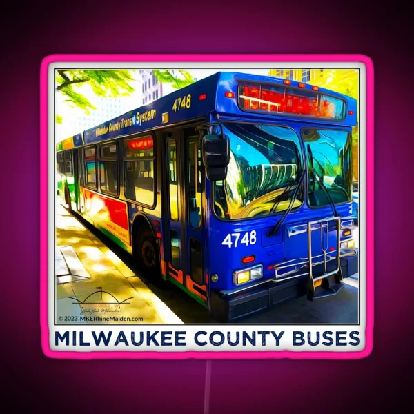 Milwaukee County Buses MCTS MKE WI RGB Neon Sign