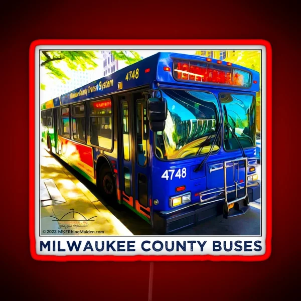 Milwaukee County Buses MCTS MKE WI RGB Neon Sign