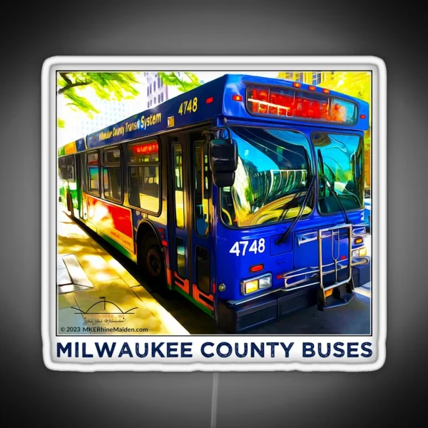 Milwaukee County Buses MCTS MKE WI RGB Neon Sign