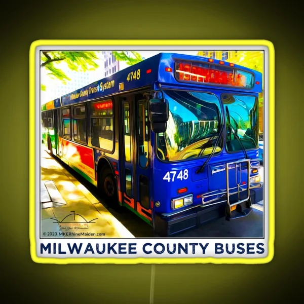 Milwaukee County Buses MCTS MKE WI RGB Neon Sign