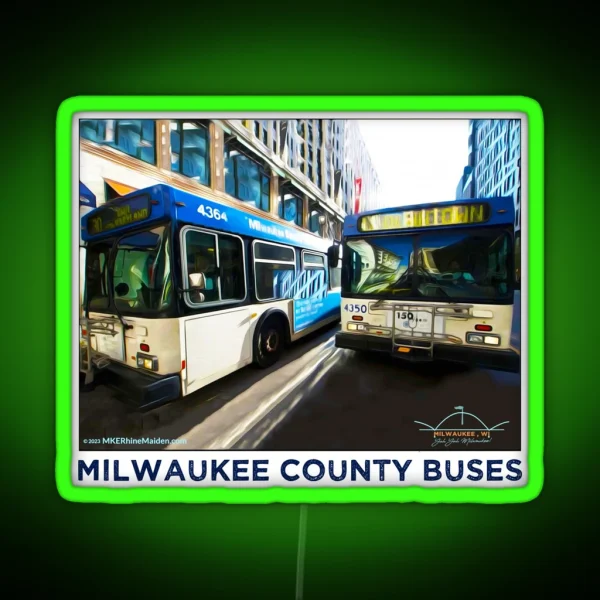 Milwaukee County Buses MCTS MKE WI RGB Neon Sign