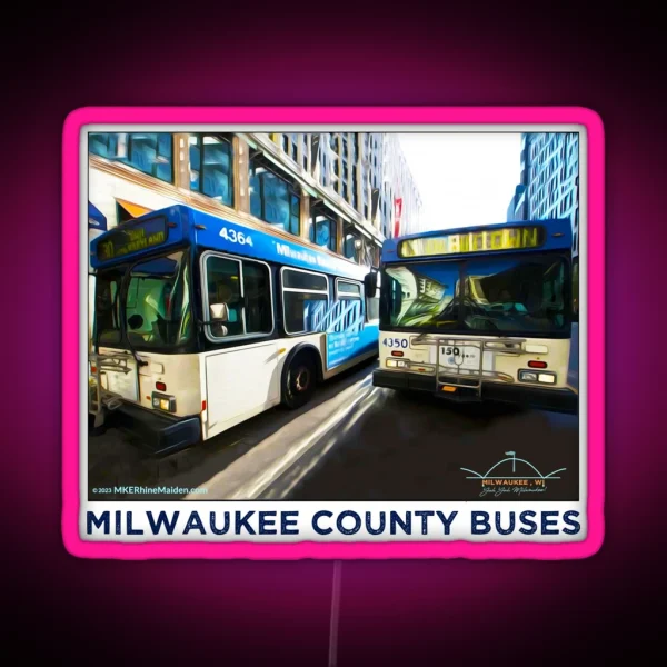 Milwaukee County Buses MCTS MKE WI RGB Neon Sign