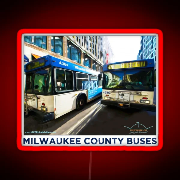 Milwaukee County Buses MCTS MKE WI RGB Neon Sign