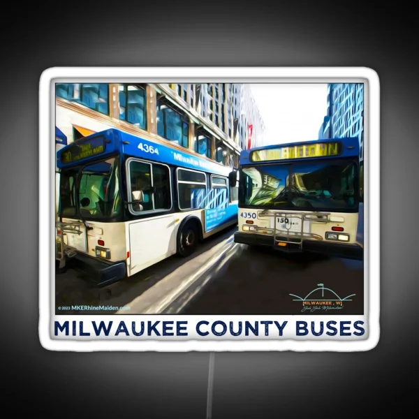 Milwaukee County Buses MCTS MKE WI RGB Neon Sign