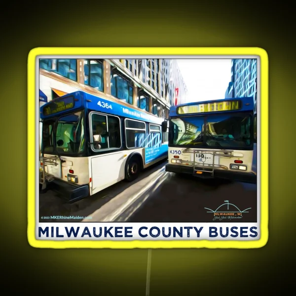 Milwaukee County Buses MCTS MKE WI RGB Neon Sign