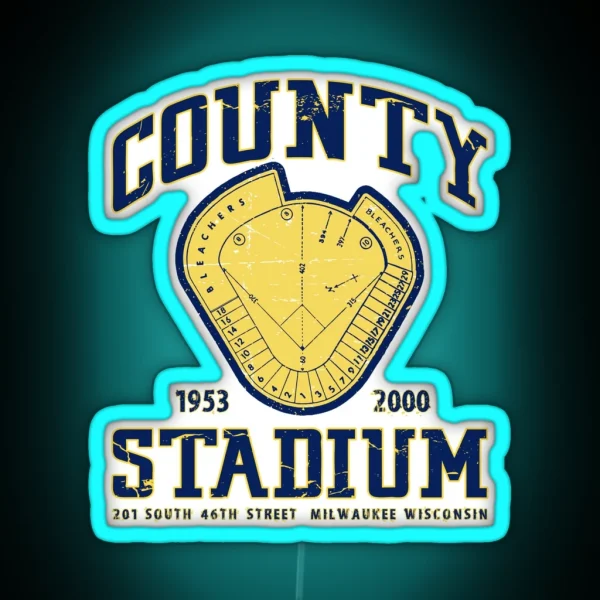 Milwaukee County Stadium RGB Neon Sign