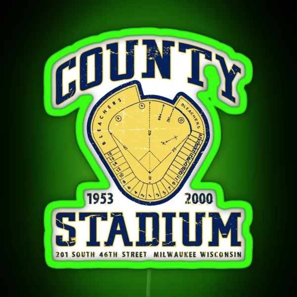 Milwaukee County Stadium RGB Neon Sign