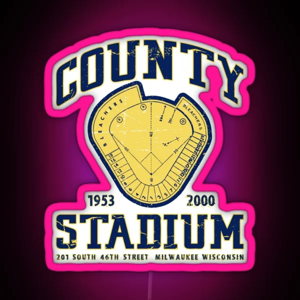 Milwaukee County Stadium RGB Neon Sign